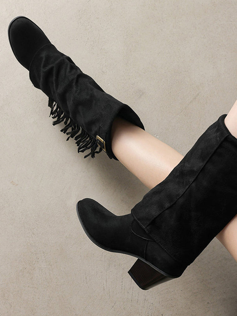 Vintage Frange Mi-Mollet Western Bottes 5