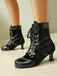 Bottines vintage en velours et cuir verni - 7