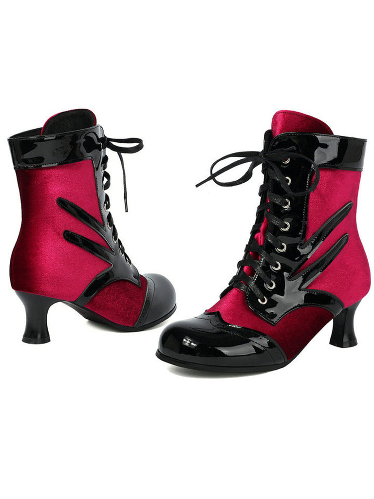 Bottines vintage en velours et cuir verni - 18