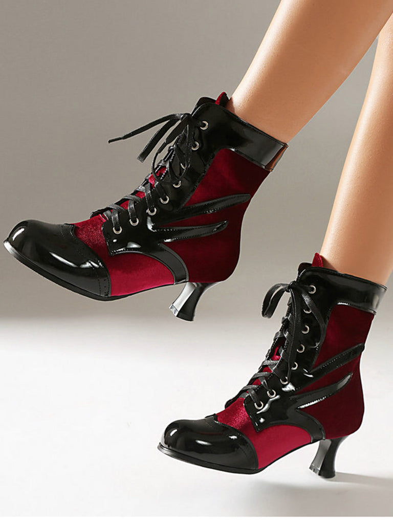 Bottines vintage en velours et cuir verni - 19