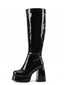 Bottines plateforme bout rond et talon épais similicuir