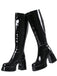 Bottes en cuir PU à bout rond, plateforme et talon épais