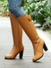Bottes cavalières hauteur genou à talon bloc et boucle
