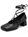 Chaussures Bout Carré Lacées Talon Bloc 4