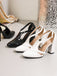 Escarpins Vintage Bride en T Talon Bloc Boucle Cheville