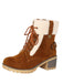 Bottines richelieu en nubuck à lacets, doublure peluche et talon épais - 6