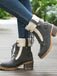 Bottines richelieu en nubuck à lacets, doublure peluche et talon épais - 13