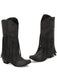 Bottes western bohèmes à franges, talon épais et hauteur mi-mollet
