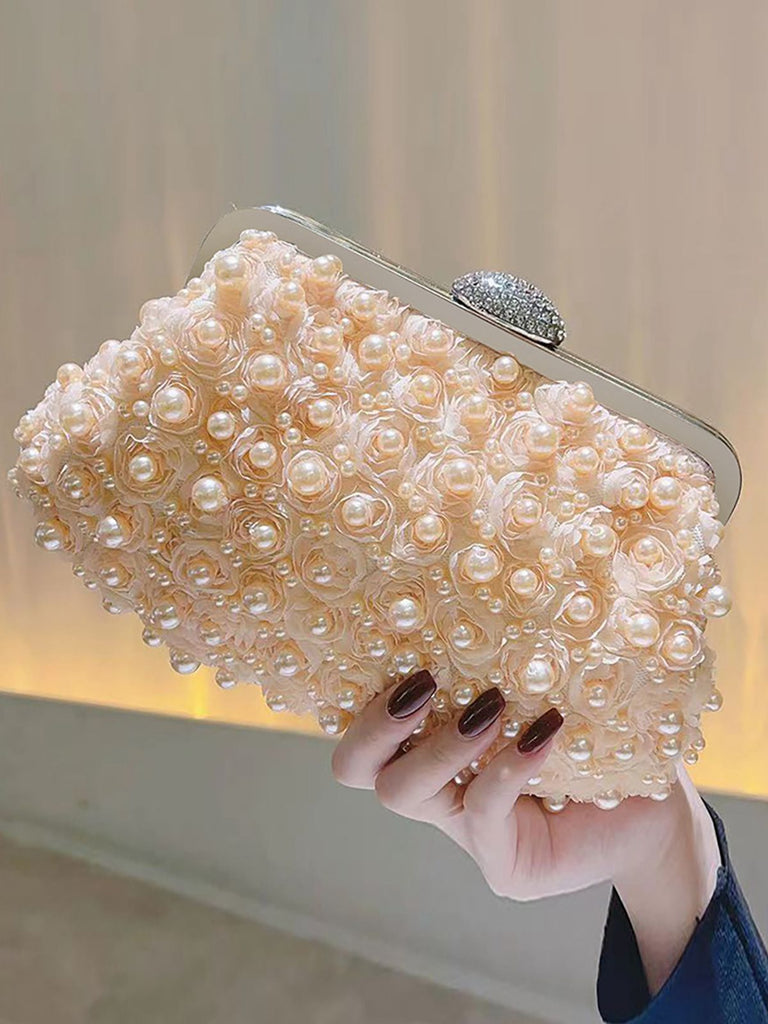 Sac fourre-tout vintage à perles et fleurs 3D