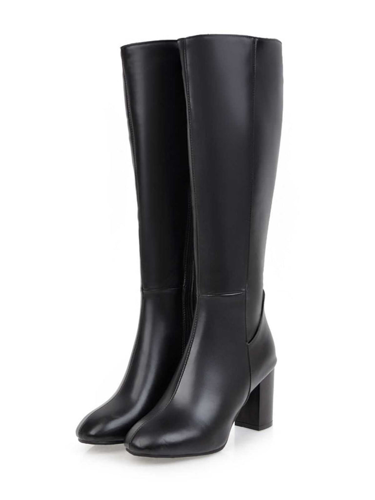 Bottes à talons hauts solides et pointues mates