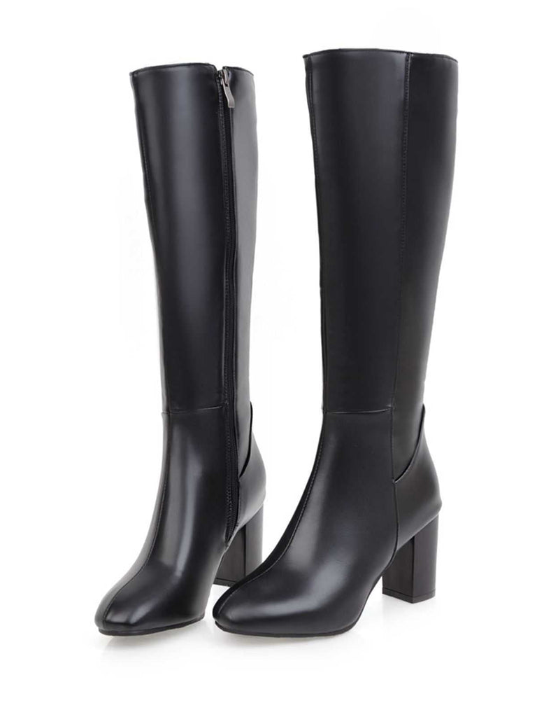 Bottes à talons hauts solides et pointues mates