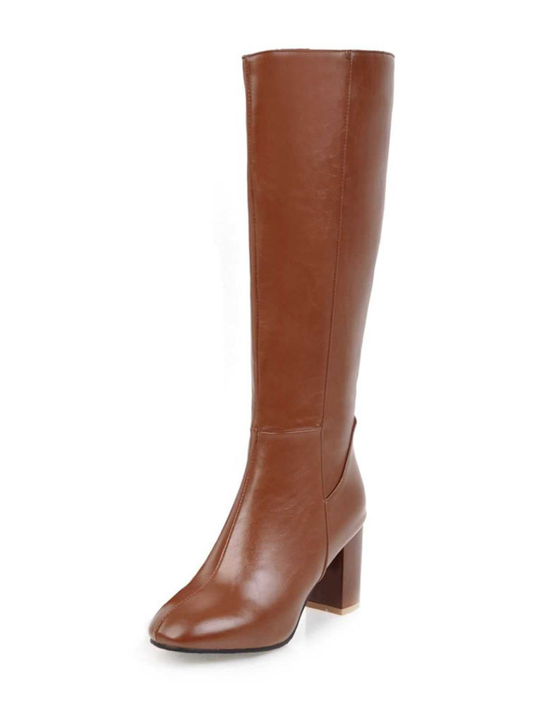 Bottes à talons hauts solides et pointues mates