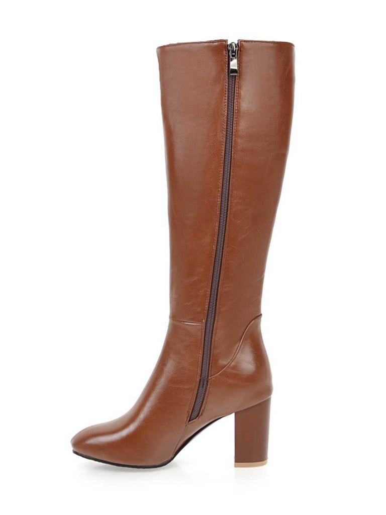 Bottes à talons hauts solides et pointues mates