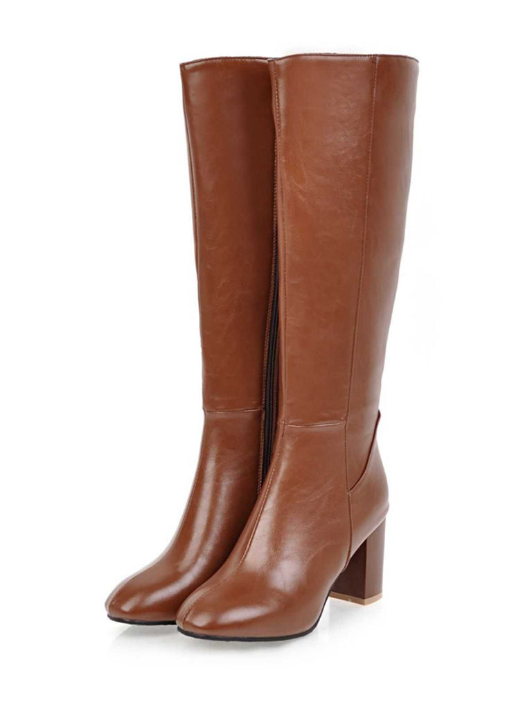 Bottes à talons hauts solides et pointues mates