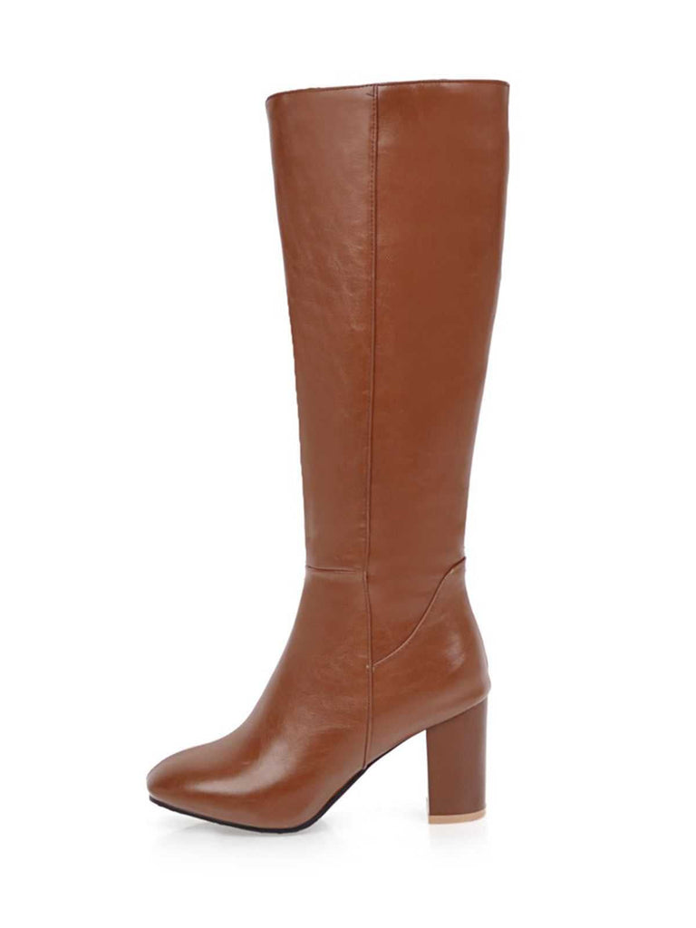 Bottes à talons hauts solides et pointues mates
