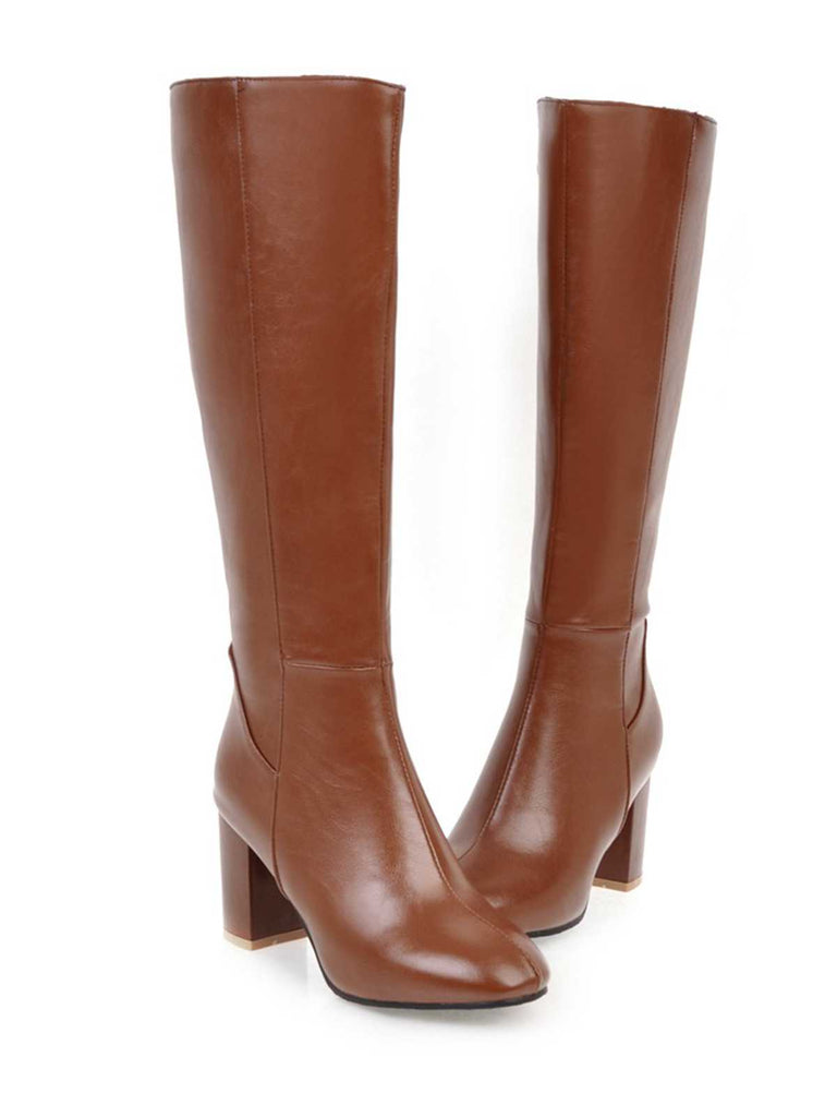 Bottes à talons hauts solides et pointues mates