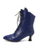 Bottines Victoriennes Violettes à Bout Pointu Lacets et Petit Talon