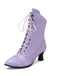 Bottines Victoriennes Violettes à Bout Pointu Lacets et Petit Talon