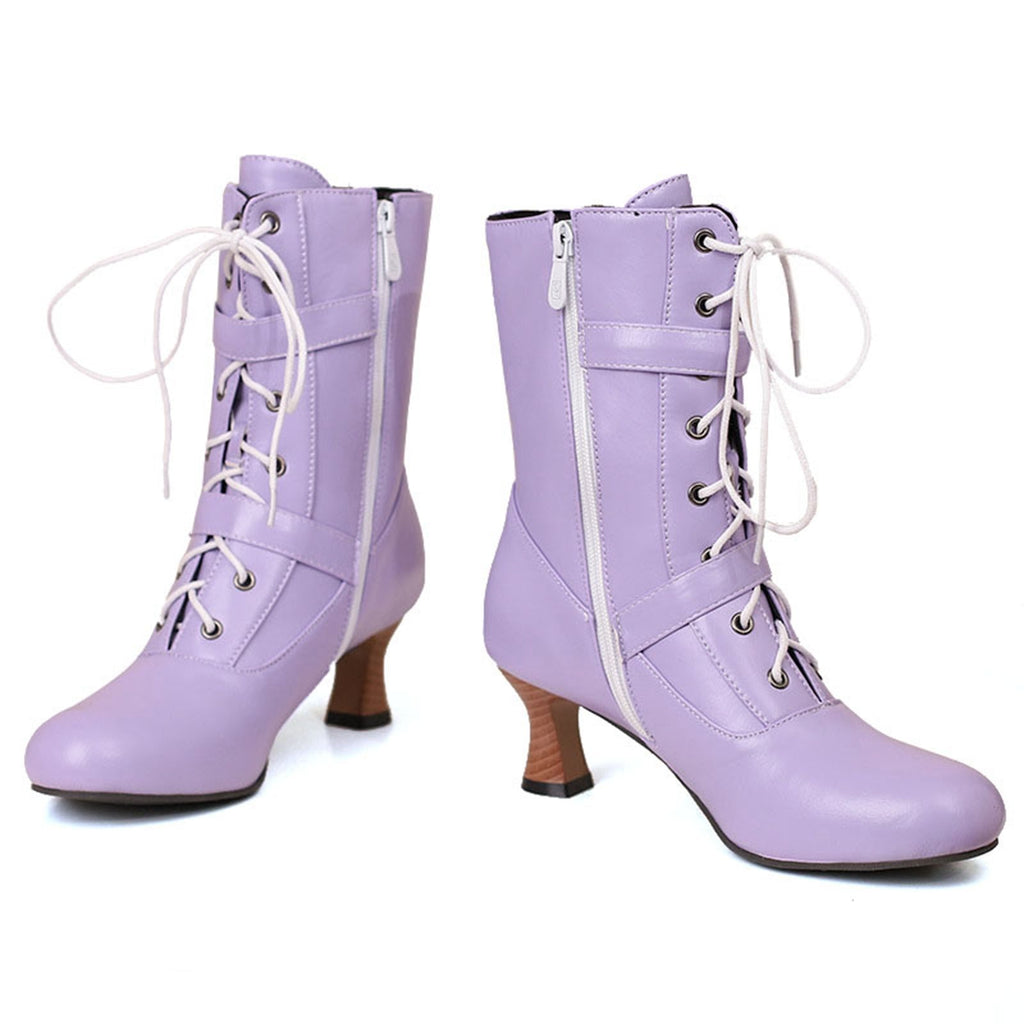 Bottines Vintage Femmes – Style Rétro Victorien, Talon Bloc Confortable, Fermeture Latérale Et Look Steampunk élégant