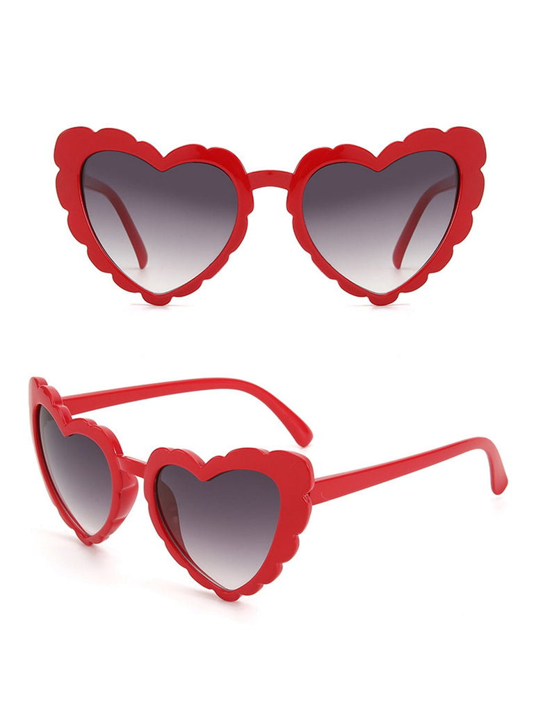 Lunettes de soleil vintage à monture en forme de cœur incurvé