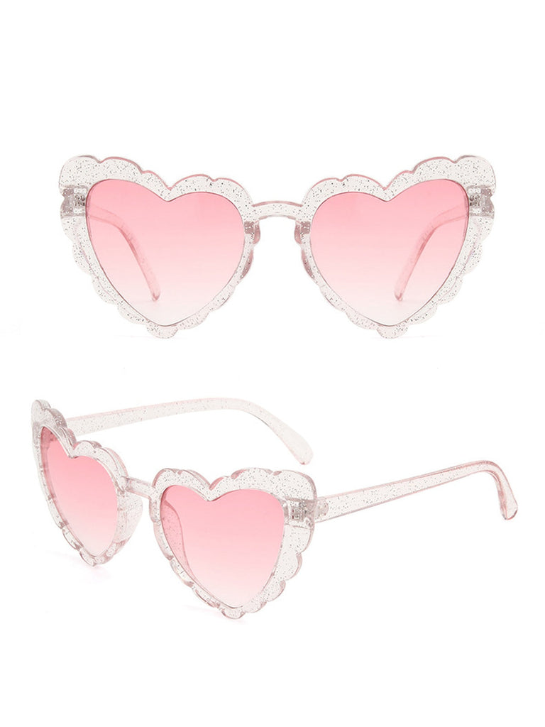Lunettes de soleil vintage à monture en forme de cœur incurvé