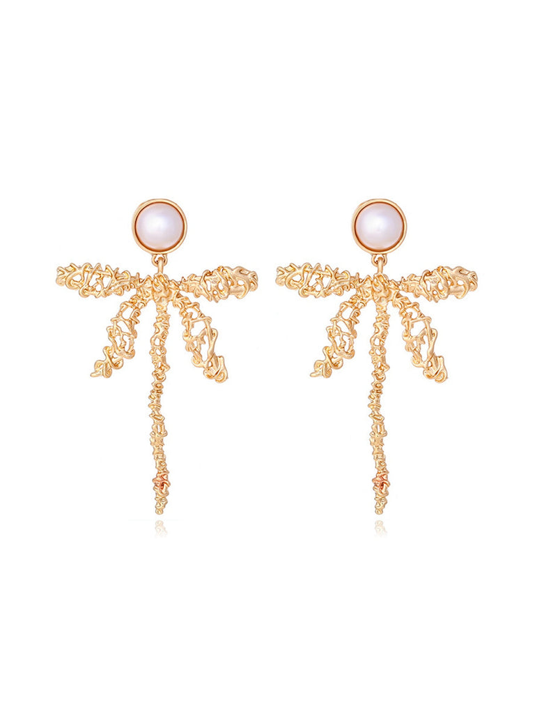 Boucles d'oreilles pendantes rétro en fil de fer et perles libellule