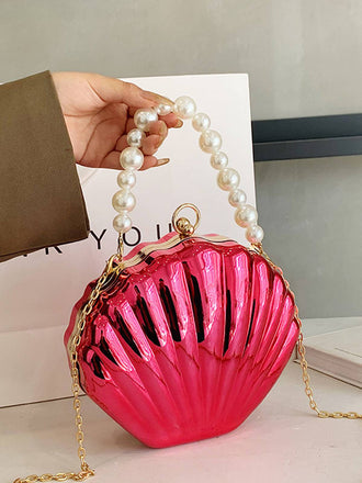 Sac coquillage couleur métallisée perle unie