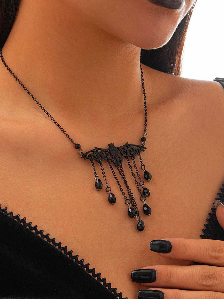 Collier pendentif chauve-souris en alliage gothique