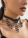 Ensemble collier et boucles d'oreilles avec pendentif en cristal gothique noir