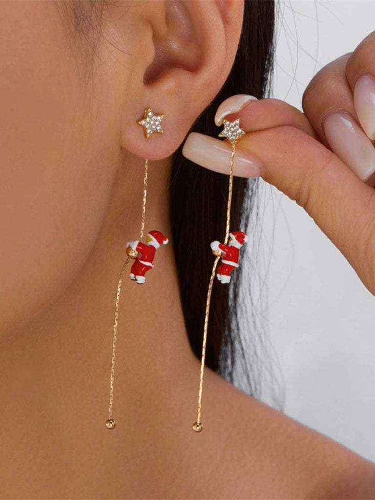 Boucles d'oreilles pendantes rouges Père Noël