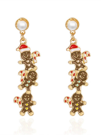 Boucles d'oreilles de Noël multicolores en perles motif bonhomme en pain d'épice