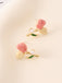 Boucles d'oreilles puces en perles et fleurs de tulipe rose