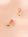 Boucles d'oreilles puces en perles et fleurs de tulipe rose