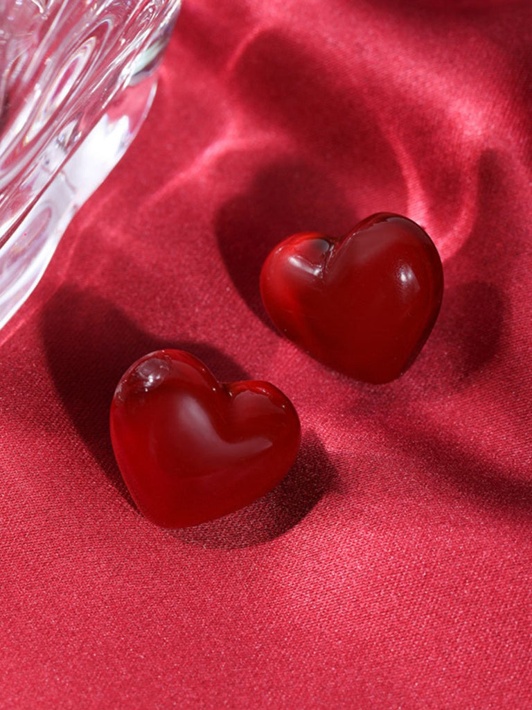 Boucles d'oreilles puces en forme de cœur rouge pour la Saint-Valentin