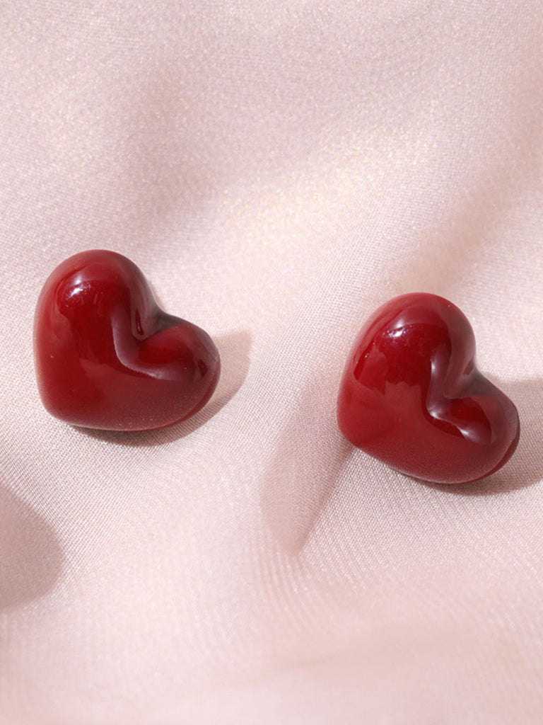 Boucles d'oreilles puces en forme de cœur rouge pour la Saint-Valentin