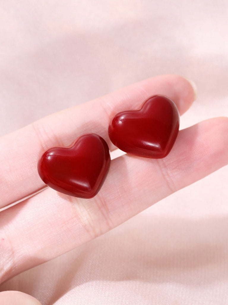 Boucles d'oreilles puces en forme de cœur rouge pour la Saint-Valentin