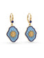 Boucles d'Oreilles Bleue Pendantes Fleur Vintage