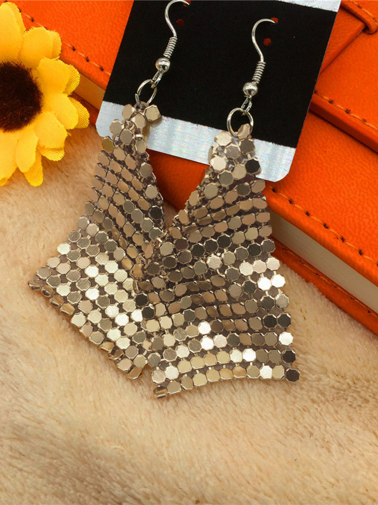 Vintage Carré Sequin Filet Boucles d'Oreilles Pendantes 3