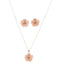 Ensemble Collier et Boucles d'Oreilles Rose à Pendentif Fleur en Cristal