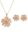 Ensemble Collier et Boucles d'Oreilles Rose à Pendentif Fleur en Cristal 2