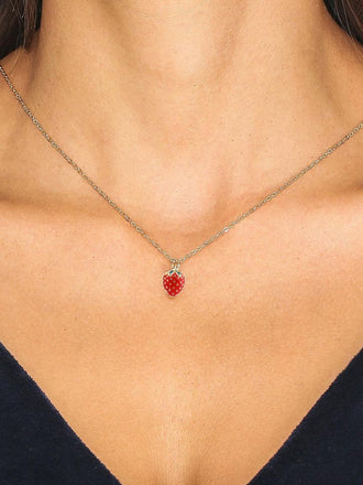 Collier Pendentif Fraise Mignon