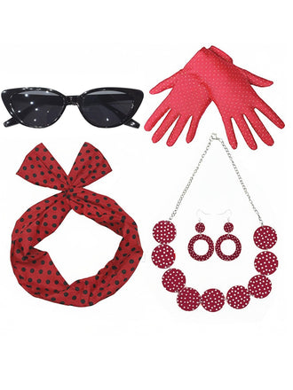 5PCS Bal Coffret Accessoires À Pois Noir Et Blanc