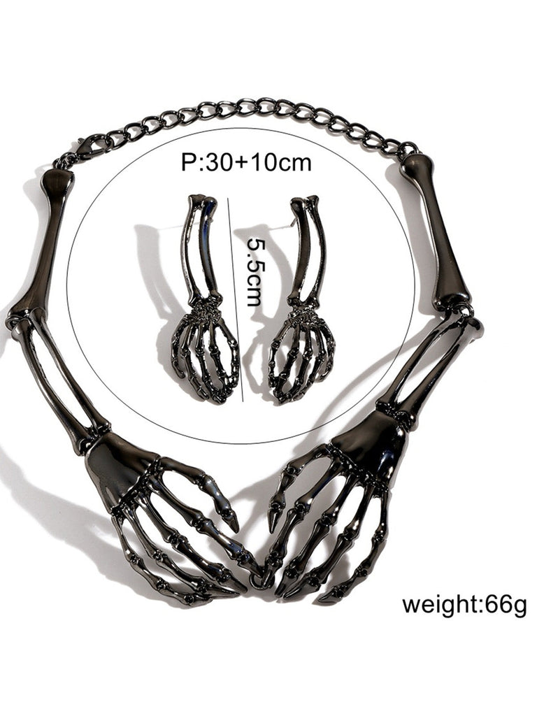 Accessoires Halloween Gothique Skeleton Ghost Hand Necklace et Earring Ensemble