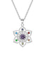 Collier Lotus 7 Chakras Cristaux Multicolores