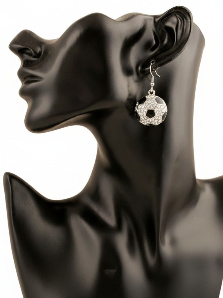 Boucles d'Oreilles Strass Ballon de Football Pendantes 2