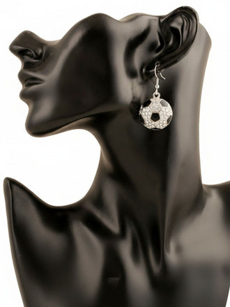 Boucles d'Oreilles Strass Ballon de Football Pendantes 2