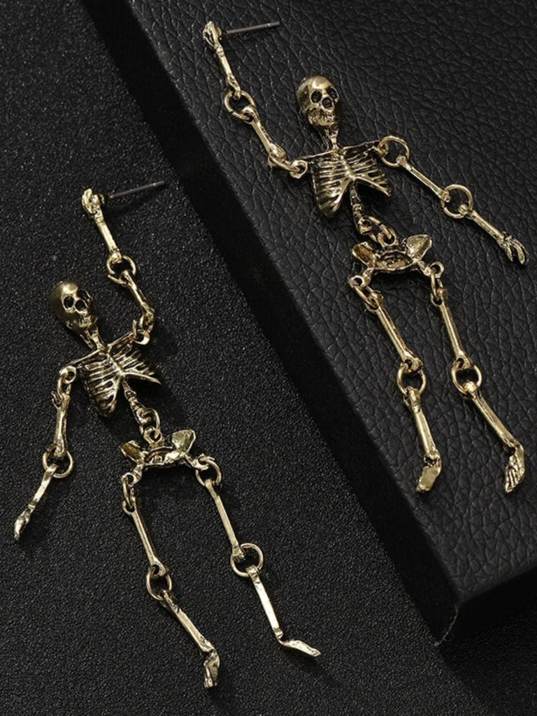Boucles d’oreilles pendantes Halloween à squelette et chaînes - 6