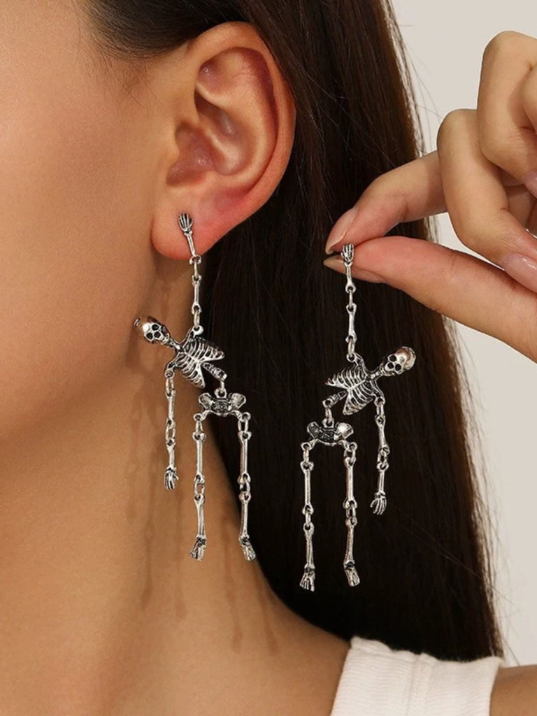 Boucles d’oreilles pendantes Halloween à squelette et chaînes - 2