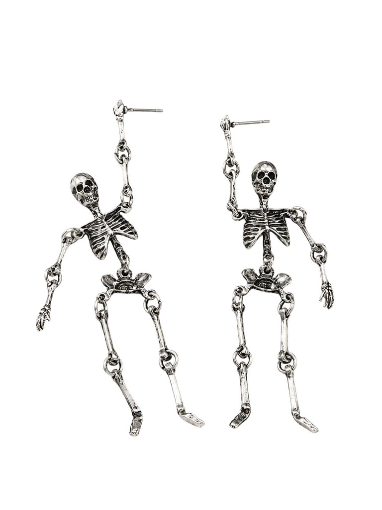 Boucles d’oreilles pendantes Halloween à squelette et chaînes - 1