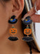 Boucles d’oreilles émaillées d’Halloween à citrouille, chapeau de sorcier, chauve-souris et bonbon
